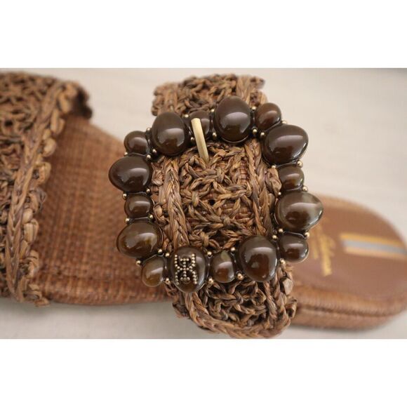 Sam Edelman J0187F2251 WMNs Sz 7M Dark Natural Raffia Elisa 2-Strap Sandals - Picture 12 of 15